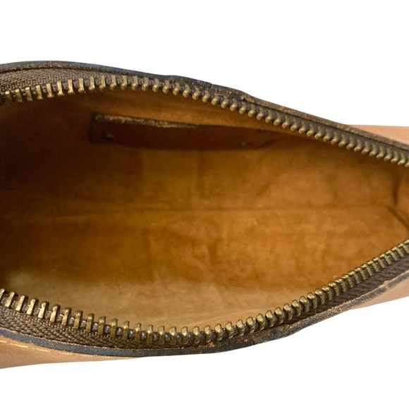 PATRICIA NASH Italian Leather Wristlet Pouch Zipper Tan Brown Rectangle - Picture 9 of 9